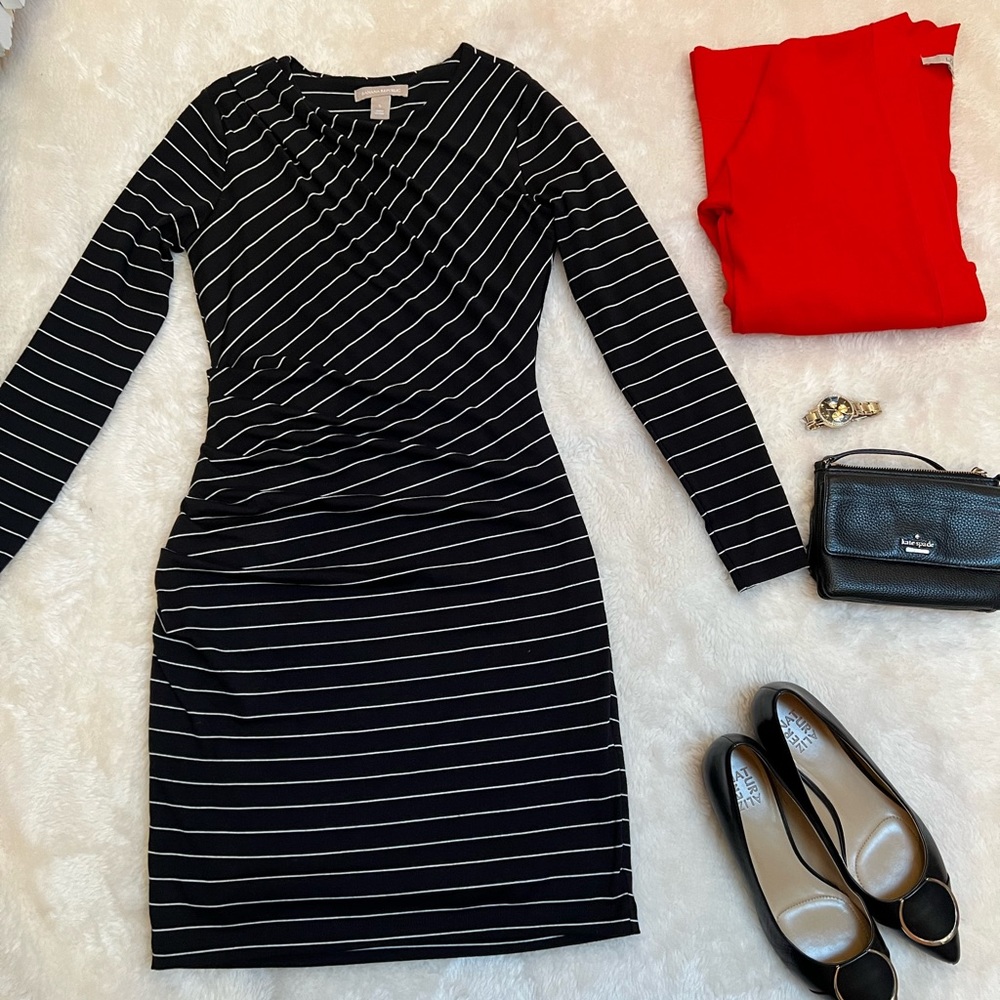 BR Like New Dress Black with Stripes Long-sleeve